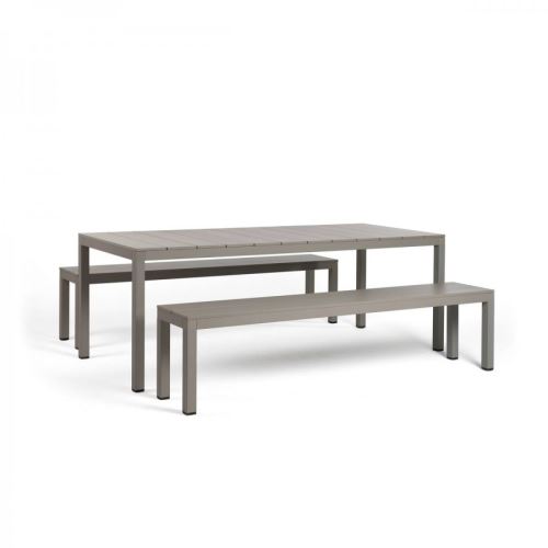 NARDI STŮL + 2 ks LAVICE SET RIO BENCH ALU 210x85x75, podnož AL, top alu, výběr variant