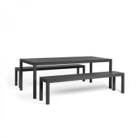 NARDI STŮL + 2 ks LAVICE SET RIO BENCH ALU 210x85x75, podnož AL, top alu, výběr variant